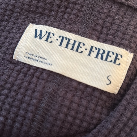 Free People Washed Black Colorful Sleeve Henley Long Sleeve Shirt - Picture 5 of 7